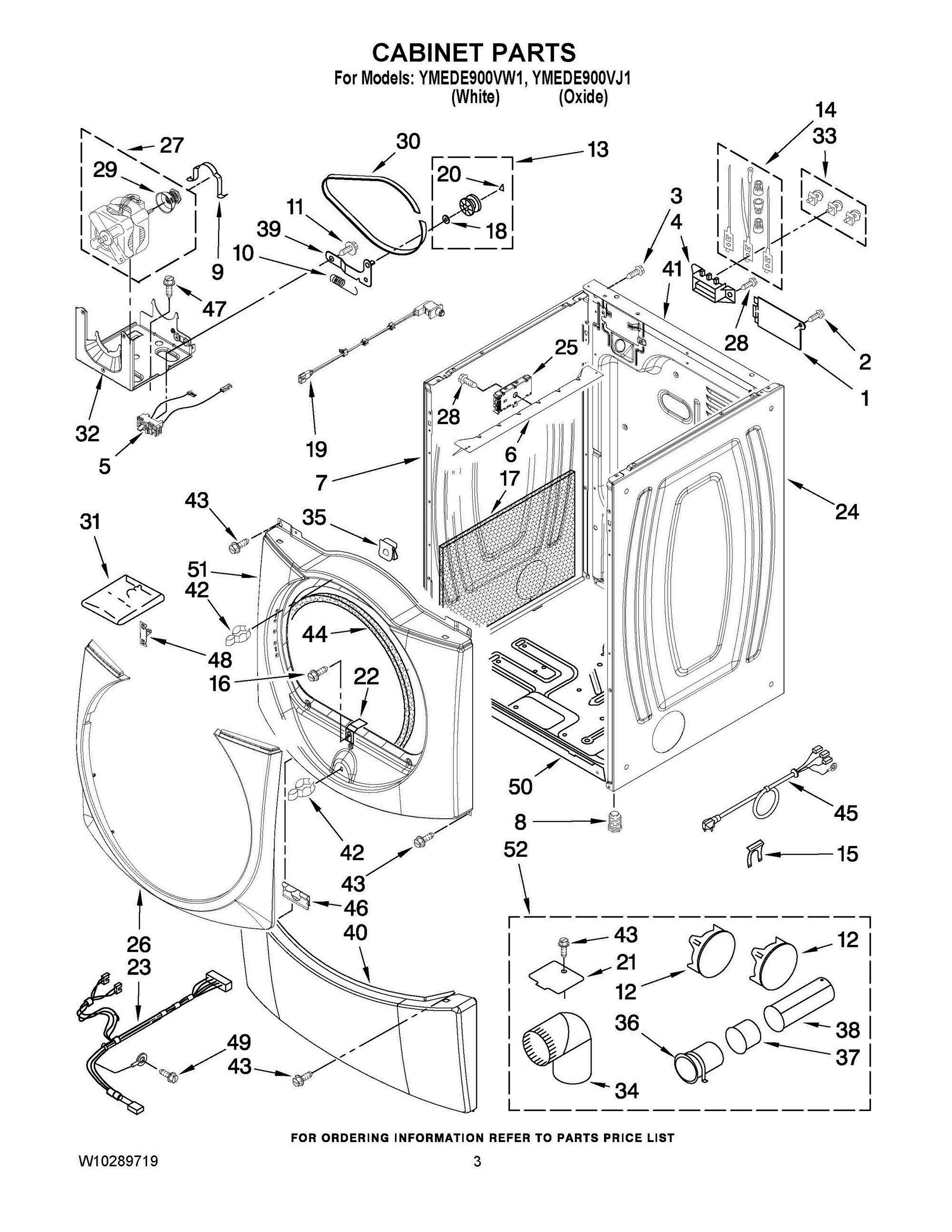 02 - CABINET PARTS Diagram and Parts List for YMEDE900VJ1  Whirlpool Dryer