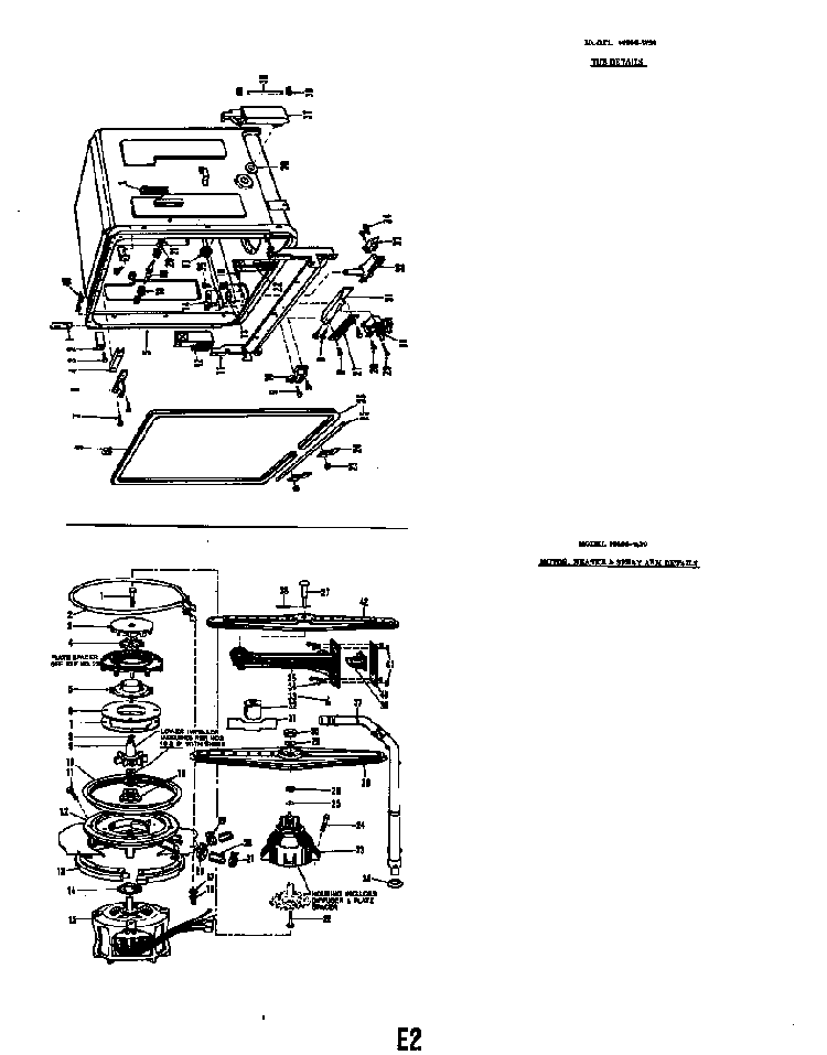 Tub Details Model 8596-w30 Diagram and Parts List for 8586H30  Roper Dishwasher