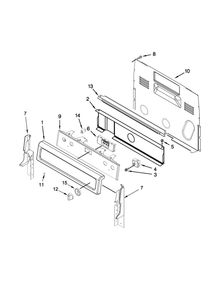 Control Panel Parts Diagram and Parts List for WFE745H0FS0  Whirlpool Range