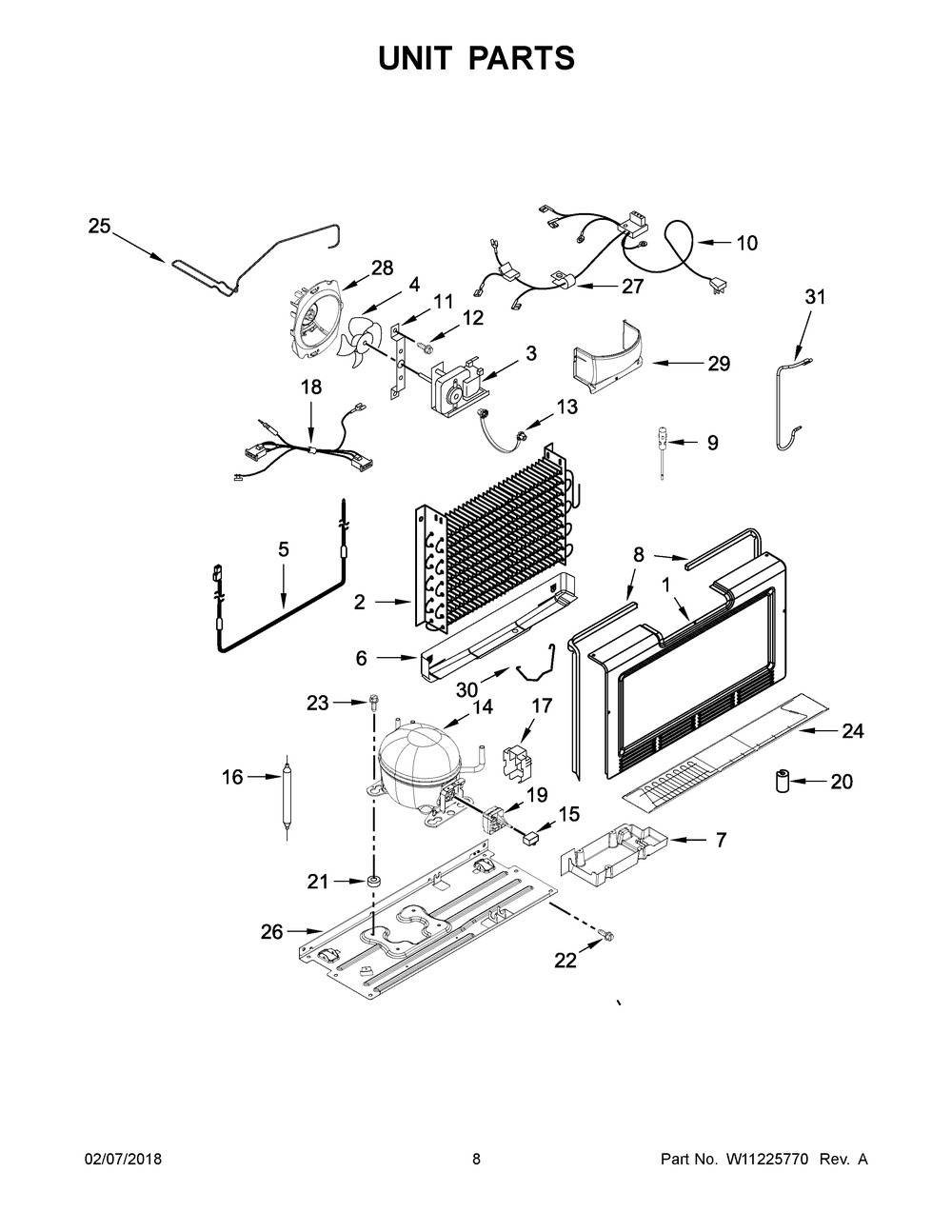 Unit Parts Diagram and Parts List for WZF56R16DW04  Whirlpool Freezer