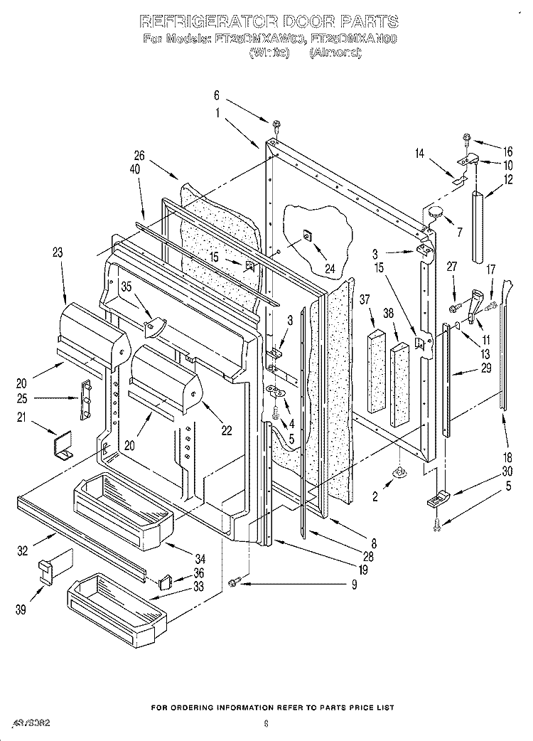 REFRIGERATOR DOOR Diagram and Parts List for ET25DMXAN00  Whirlpool Refrigerator