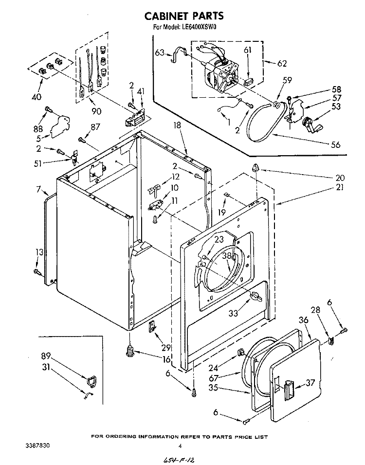 SECTION Diagram and Parts List for LE6400XSW0  Whirlpool Dryer