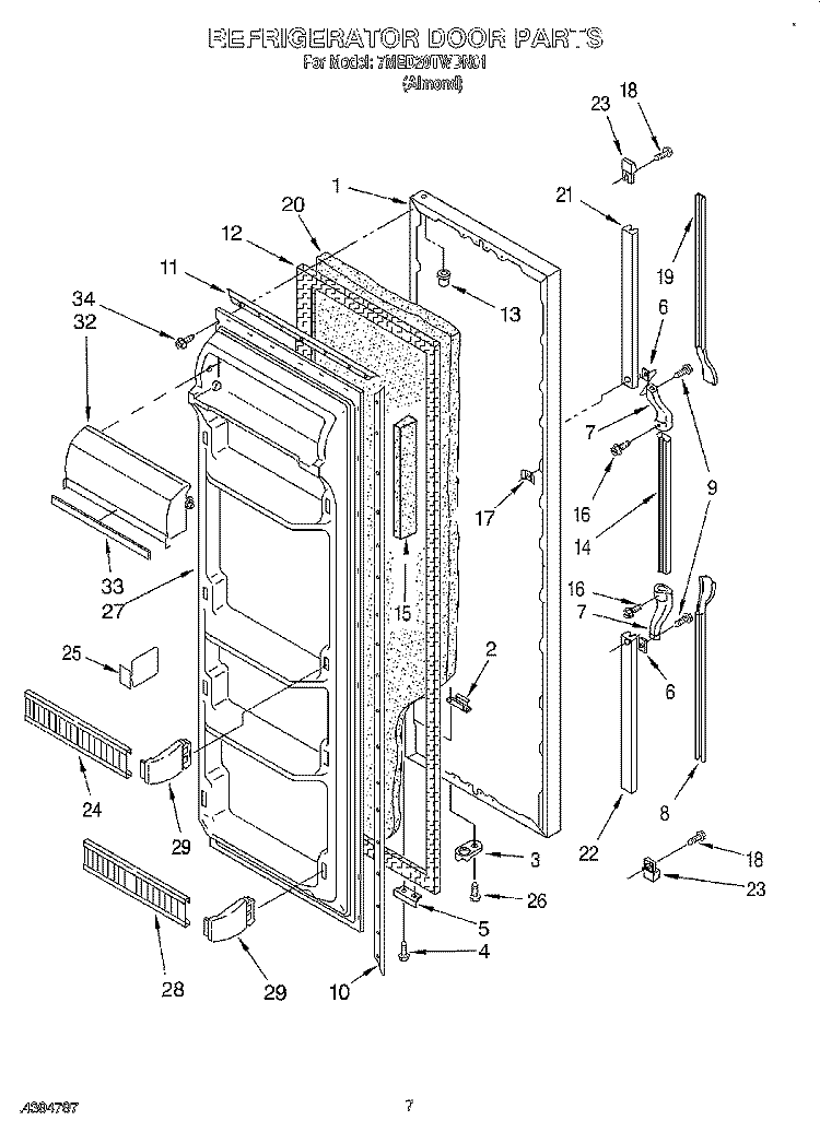 REFRIGERATOR DOOR Diagram and Parts List for 7MED20TWDN01  Whirlpool Refrigerator
