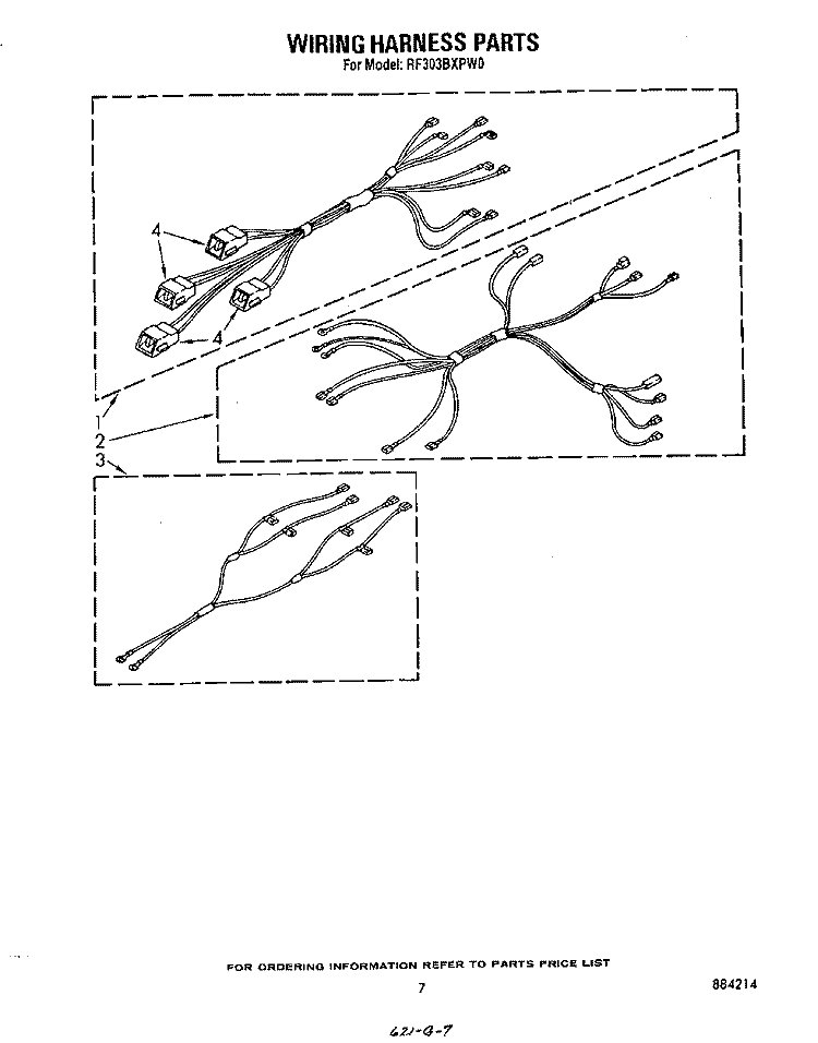 WIRING HARNESS Diagram and Parts List for RF303BXPW0  Whirlpool Range