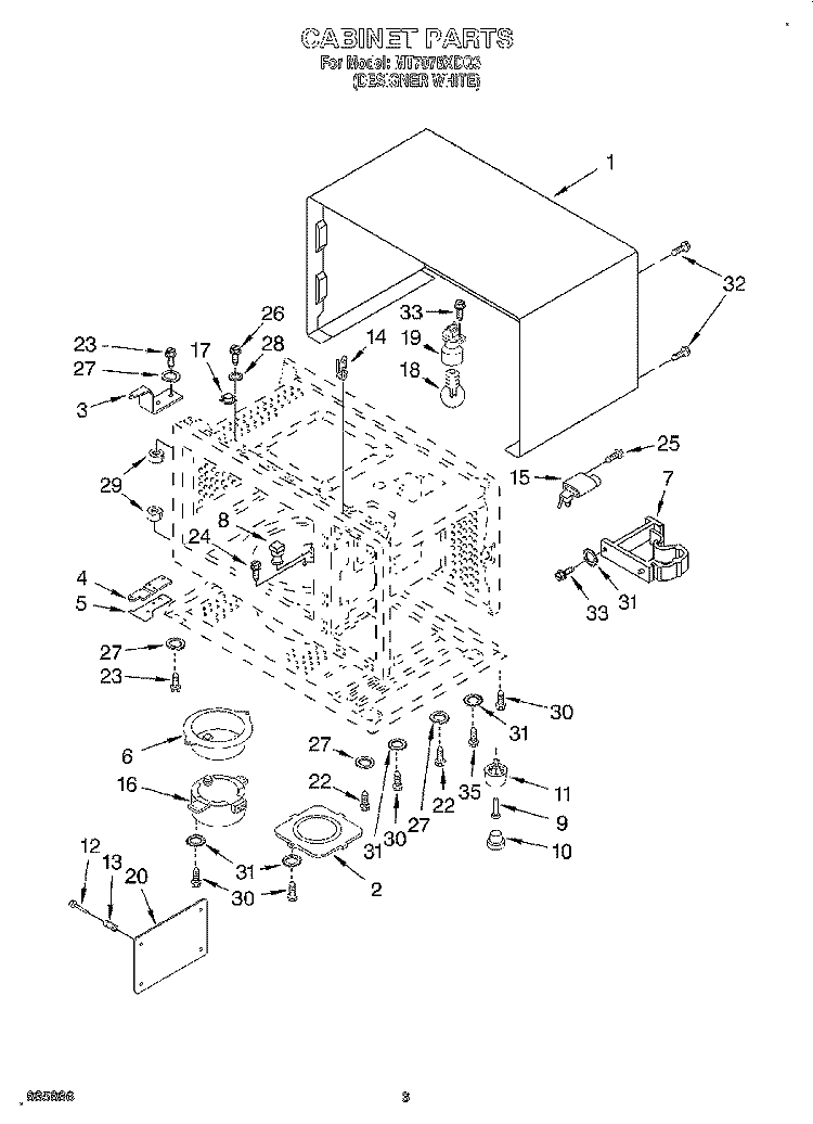 CABINET, LITERATURE Diagram and Parts List for MT7078XDQ3  Whirlpool Microwave