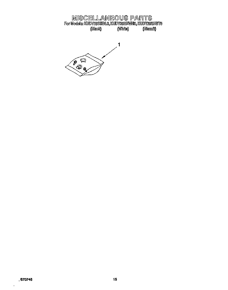 MISCELLANEOUS, LIT/OPTIONAL Diagram and Parts List for KUDY25SHWH0  KitchenAid Dishwasher