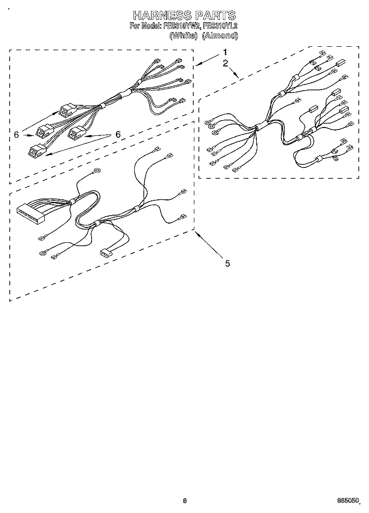 HARNESS, LIT/OPTIONAL Diagram and Parts List for FES310YL2  Whirlpool Range