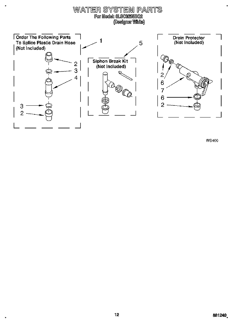WATER SYSTEM Diagram and Parts List for 6LSC9255BQ2  Whirlpool Washer
