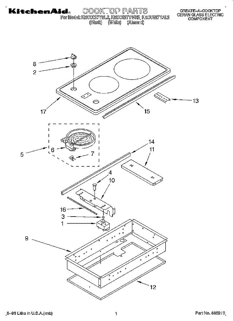 SECTION Diagram and Parts List for KECC027YBL2  KitchenAid Cooktop