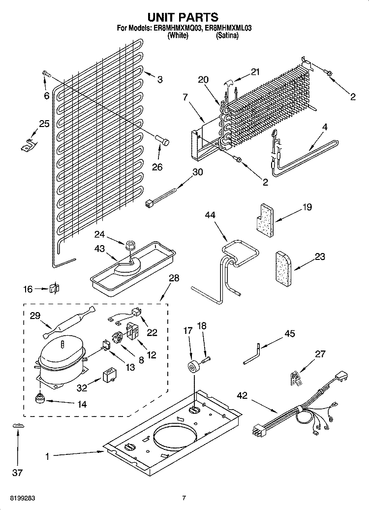 UNIT PARTS Diagram and Parts List for ER8MHMXML03  Whirlpool Refrigerator