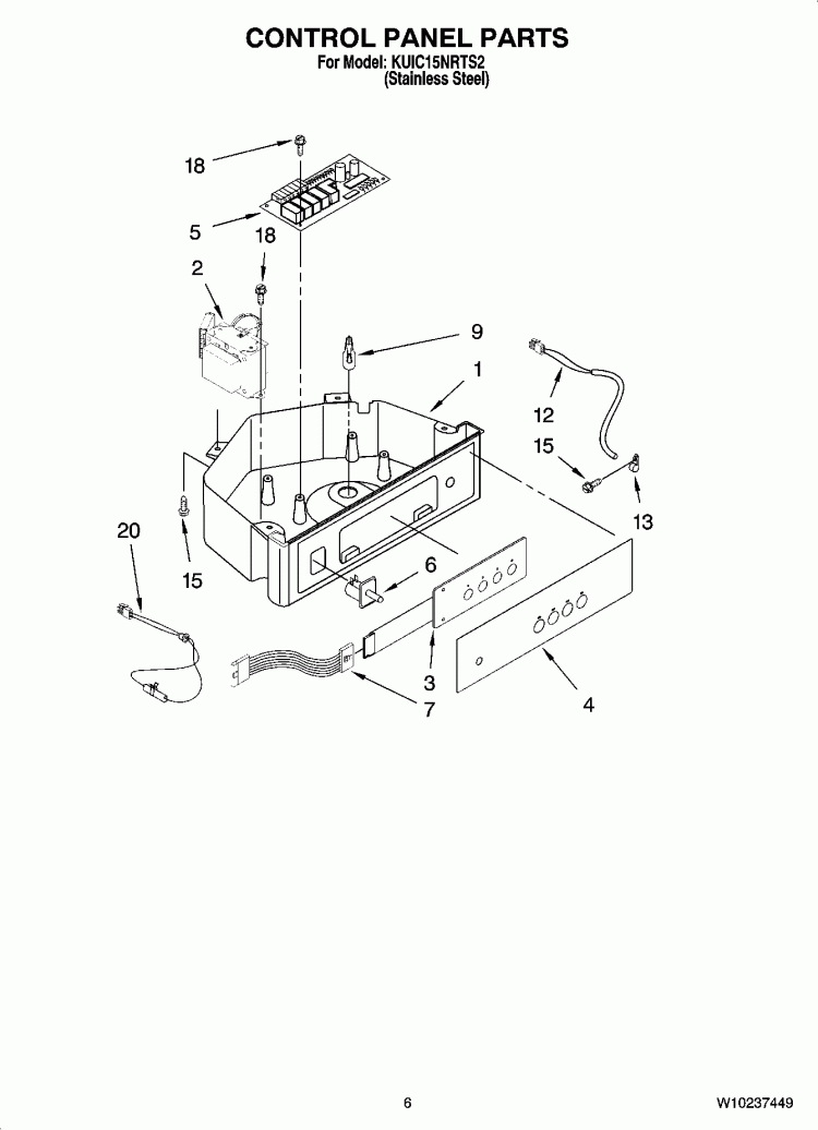 CONTROL PANEL PARTS Diagram and Parts List for KUIC15NRTS2  KitchenAid Ice Maker