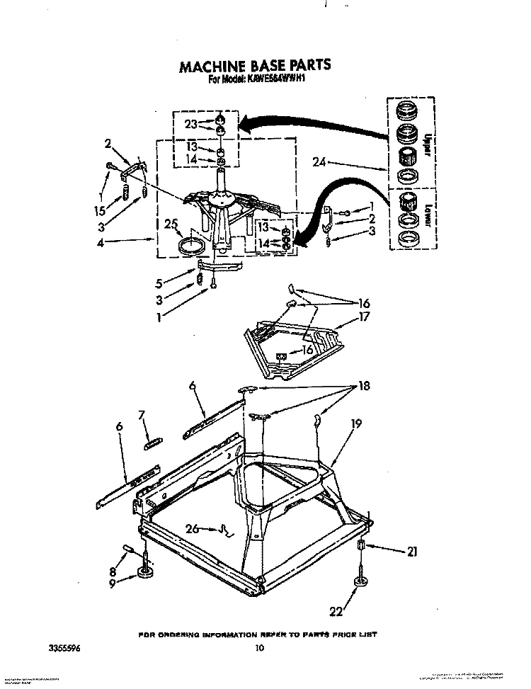 MACHINE BASE Diagram and Parts List for KAWE564WAL1  KitchenAid Washer