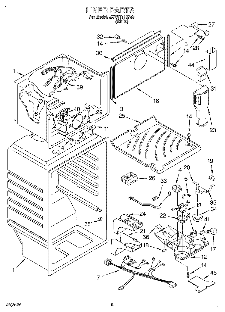 LINER Diagram and Parts List for 3XART718F00  Whirlpool Refrigerator