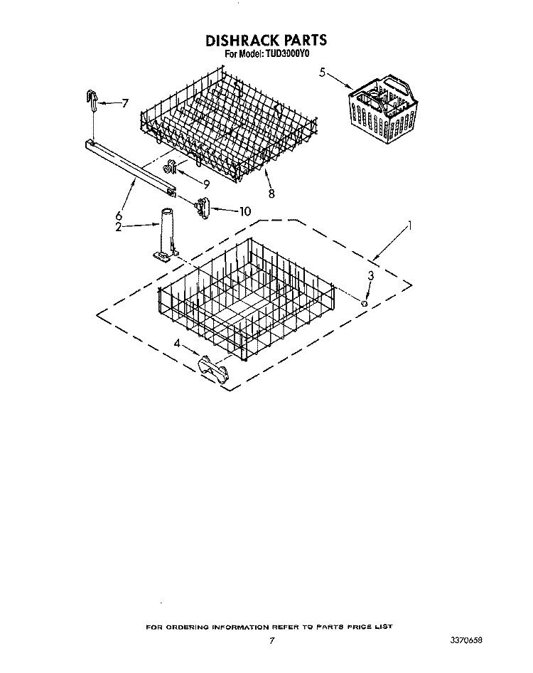 DISHRACK Diagram and Parts List for TUD3000Y0  Whirlpool Dishwasher