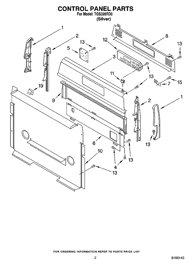 CONTROL PANEL PARTS Diagram and Parts List for TGS326RD0  Estate Range