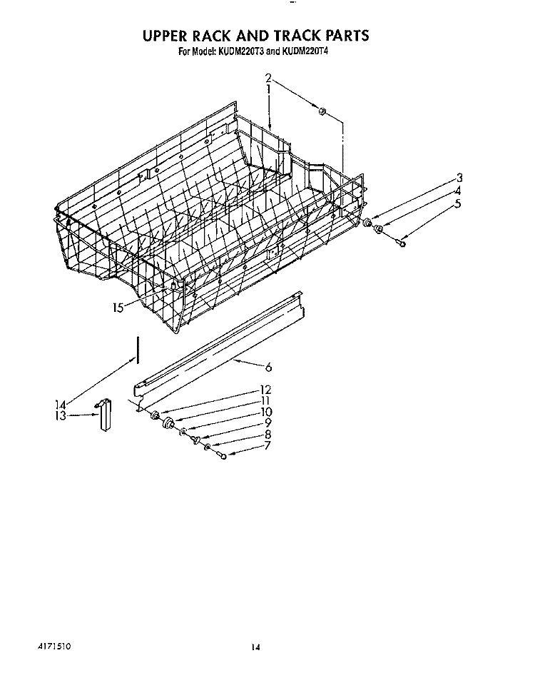 UPPER RACK AND TRACK Diagram and Parts List for KUDM220T3  KitchenAid Dishwasher