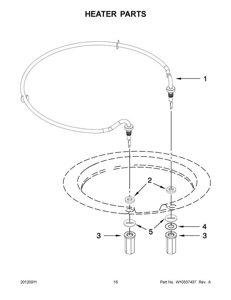 HEATER PARTS Diagram and Parts List for KUDS30FBSS0  KitchenAid Dishwasher
