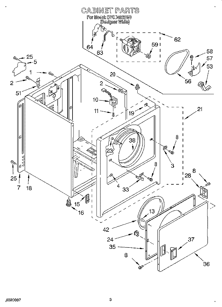 SECTION Diagram and Parts List for BYCD4932W0  Whirlpool Dryer