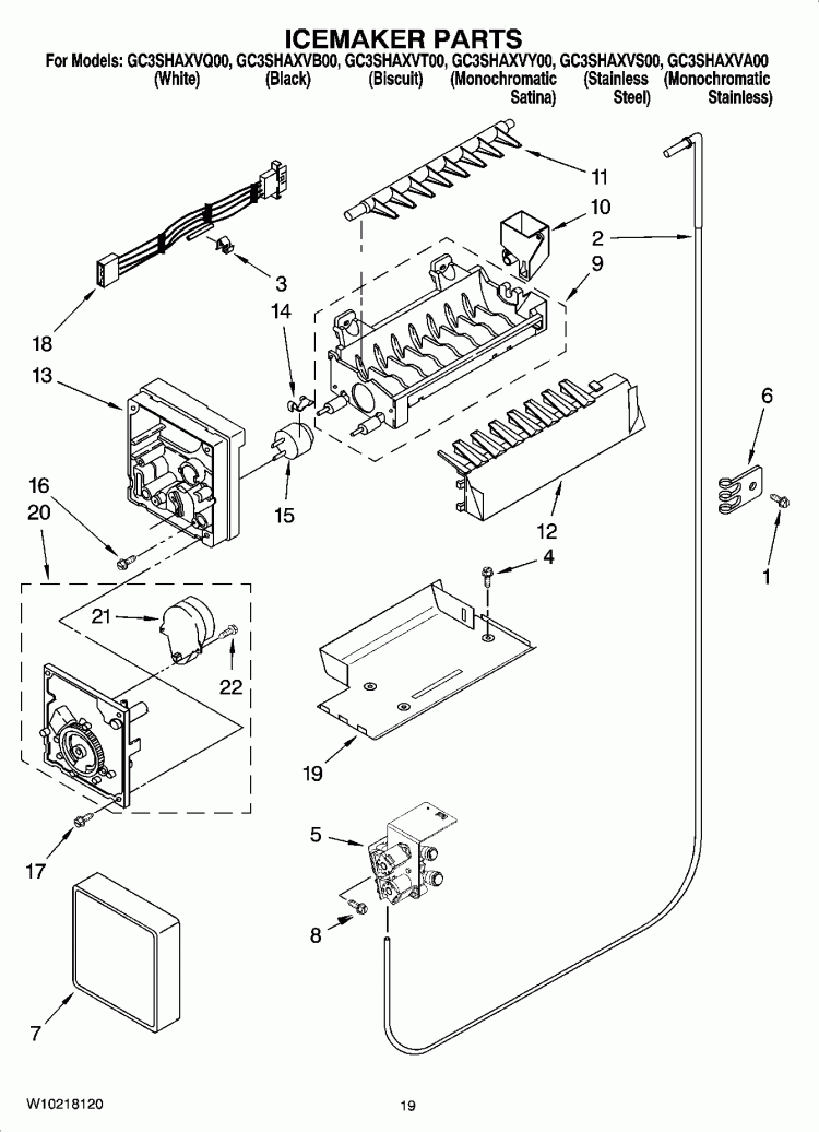 ICEMAKER PARTS, OPTIONAL PARTS (NOT INCLUDED) Diagram and Parts List for GC3SHAXVA00  Whirlpool Refrigerator