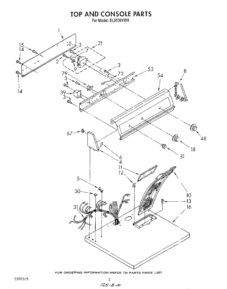 SECTION Diagram and Parts List for EL5030VL0  Roper Dryer