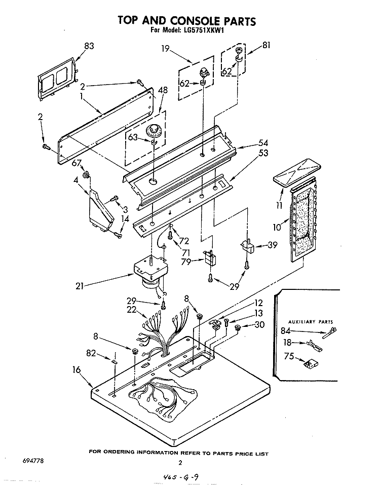 SECTION Diagram and Parts List for LG5751XKW1  Whirlpool Dryer