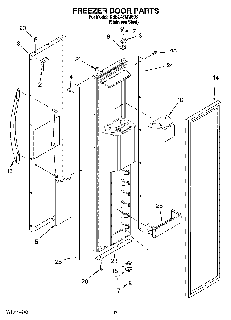 FREEZER DOOR PARTS Diagram and Parts List for KSSC48QMS03  KitchenAid Refrigerator