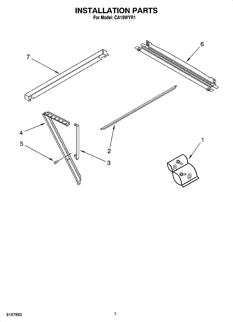 INSTALLATION PARTS Diagram and Parts List for CA18WYR1  Crosley Air Conditioner