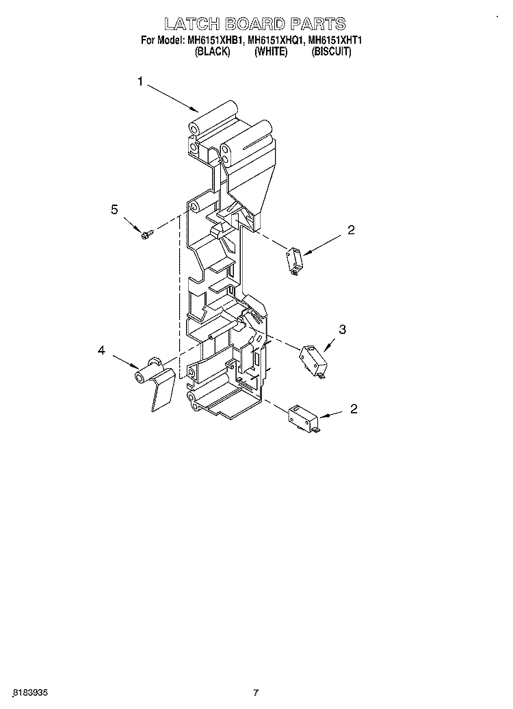 LATCH BOARD Diagram and Parts List for MH6151XHQ1  Whirlpool Microwave