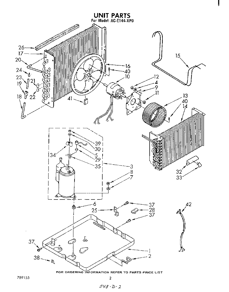 SECTION Diagram and Parts List for ACE144XP0  Whirlpool Air Conditioner
