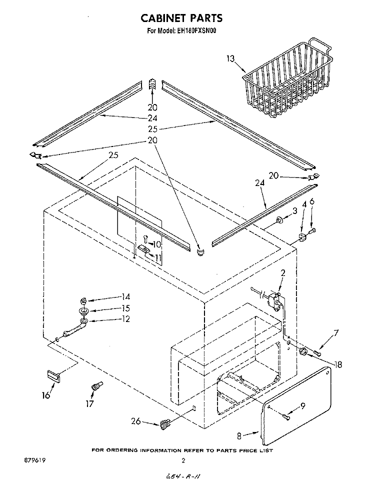 SECTION Diagram and Parts List for EH180FXSN00  Whirlpool Freezer