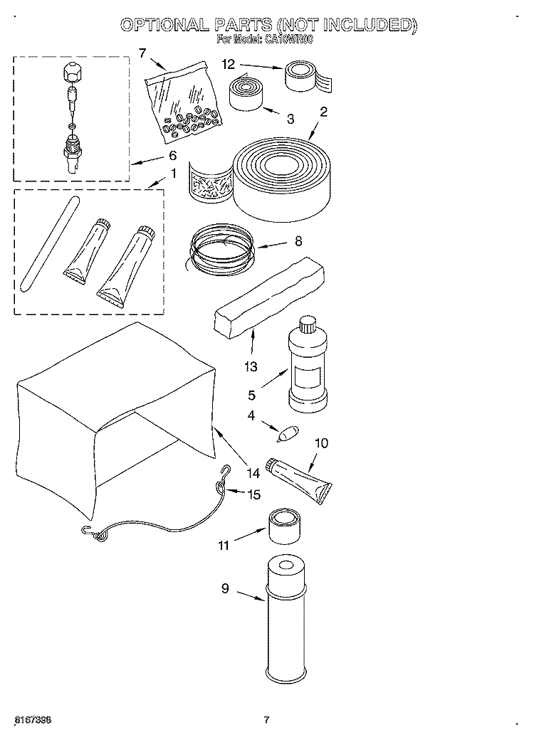 OPTIONAL Diagram and Parts List for CA10WR00  Crosley Air Conditioner