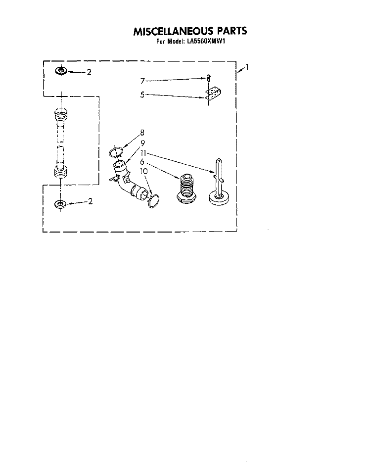 MISCELLANEOUS , LITERATURE AND OPTIONAL Diagram and Parts List for LA5580XMW1  Whirlpool Washer