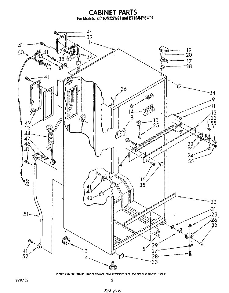 CABINET Diagram and Parts List for ET16JMYSN01  Whirlpool Refrigerator