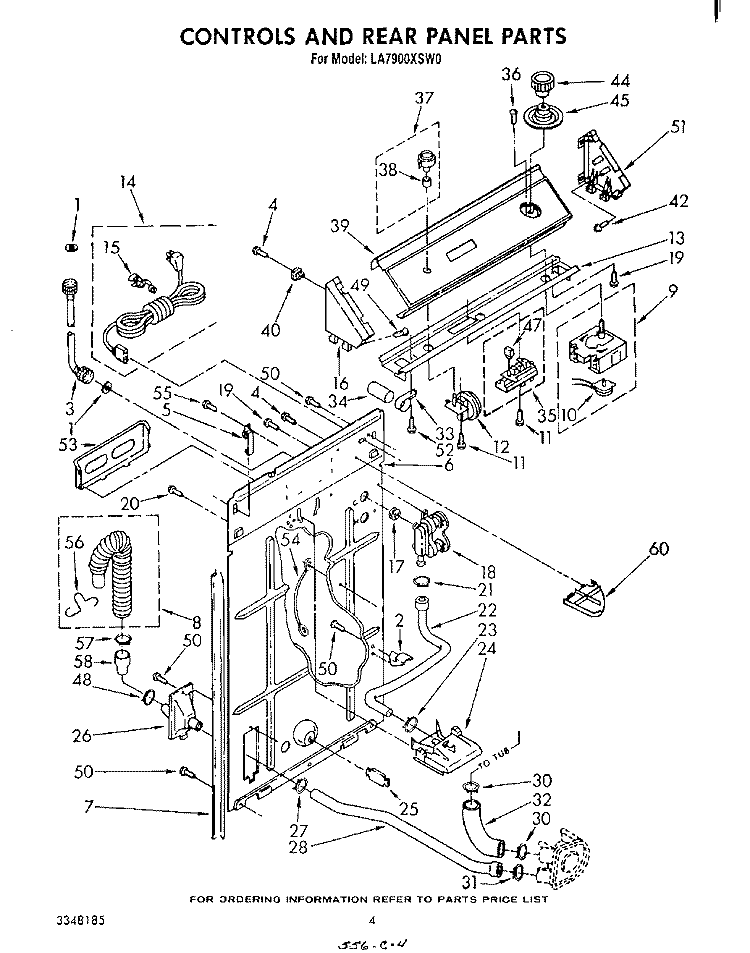 CONTROLS AND REAR PANEL Diagram and Parts List for LA7900XSW0  Whirlpool Washer