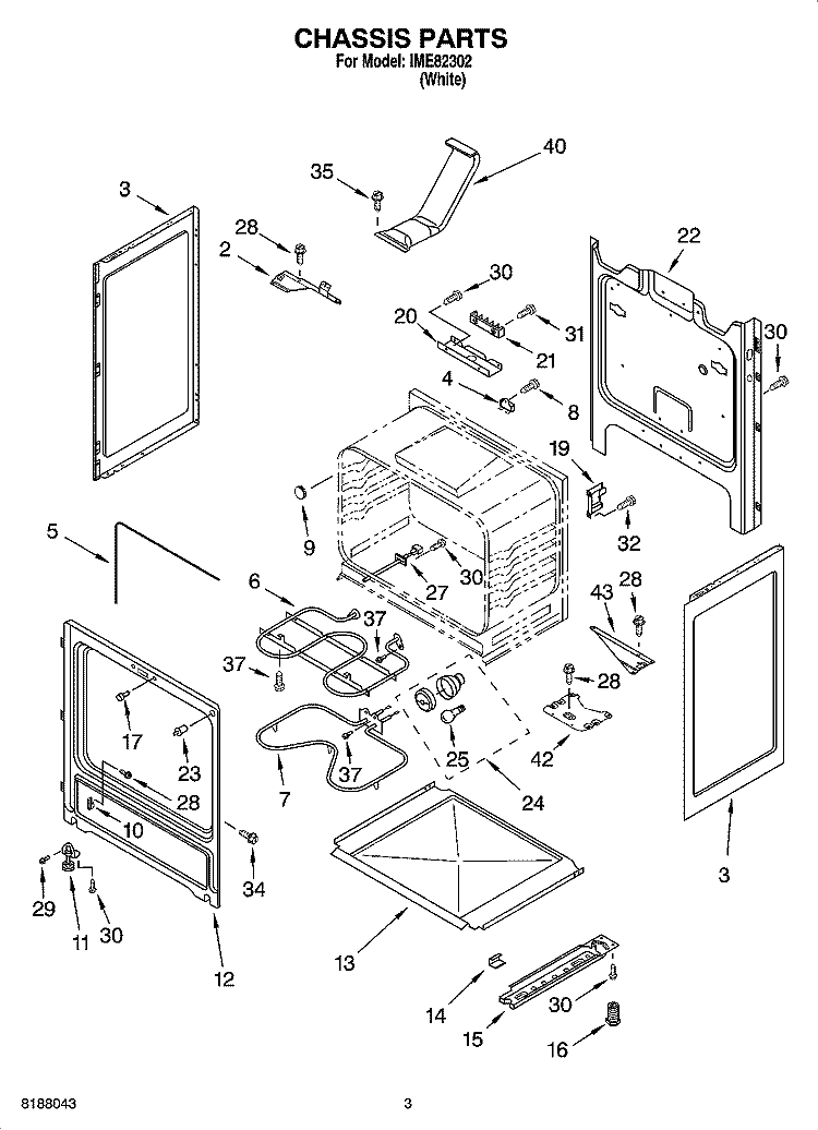 CHASSIS PARTS Diagram and Parts List for IME82302  Inglis Range