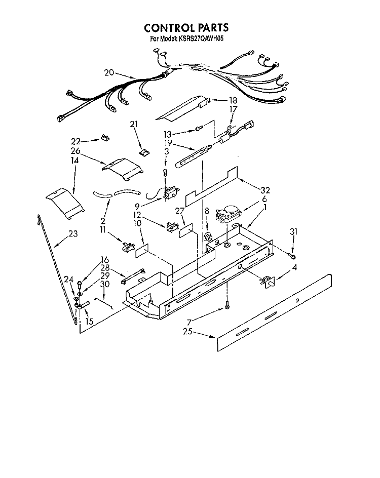 CONTROL Diagram and Parts List for KSRS27QAWH05  KitchenAid Refrigerator