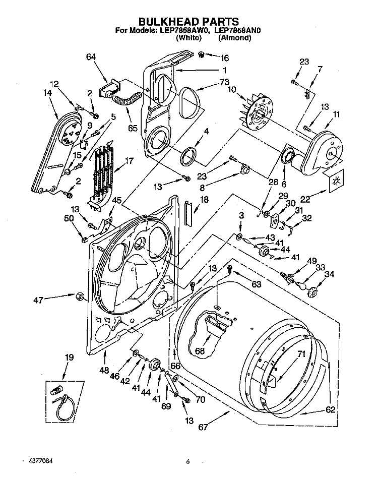 SECTION Diagram and Parts List for LEP7858AW0  Whirlpool Dryer