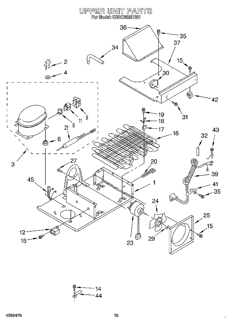 UPPER UNIT Diagram and Parts List for KBRC36MHS01  KitchenAid Refrigerator