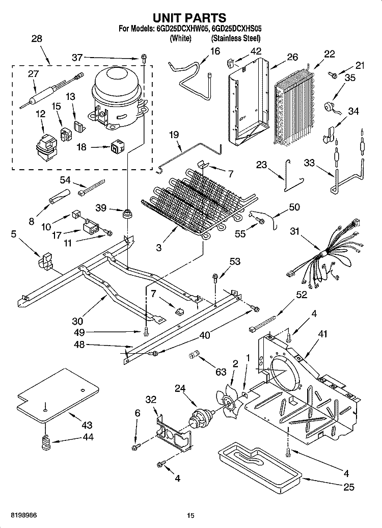 UNIT PARTS Diagram and Parts List for 6GD25DCXHS05  Whirlpool Refrigerator