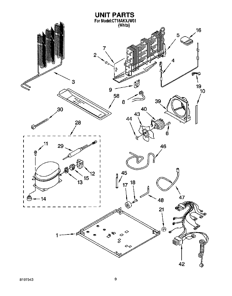 UNIT, OPTIONAL Diagram and Parts List for CT18AKXJW01  Crosley Refrigerator
