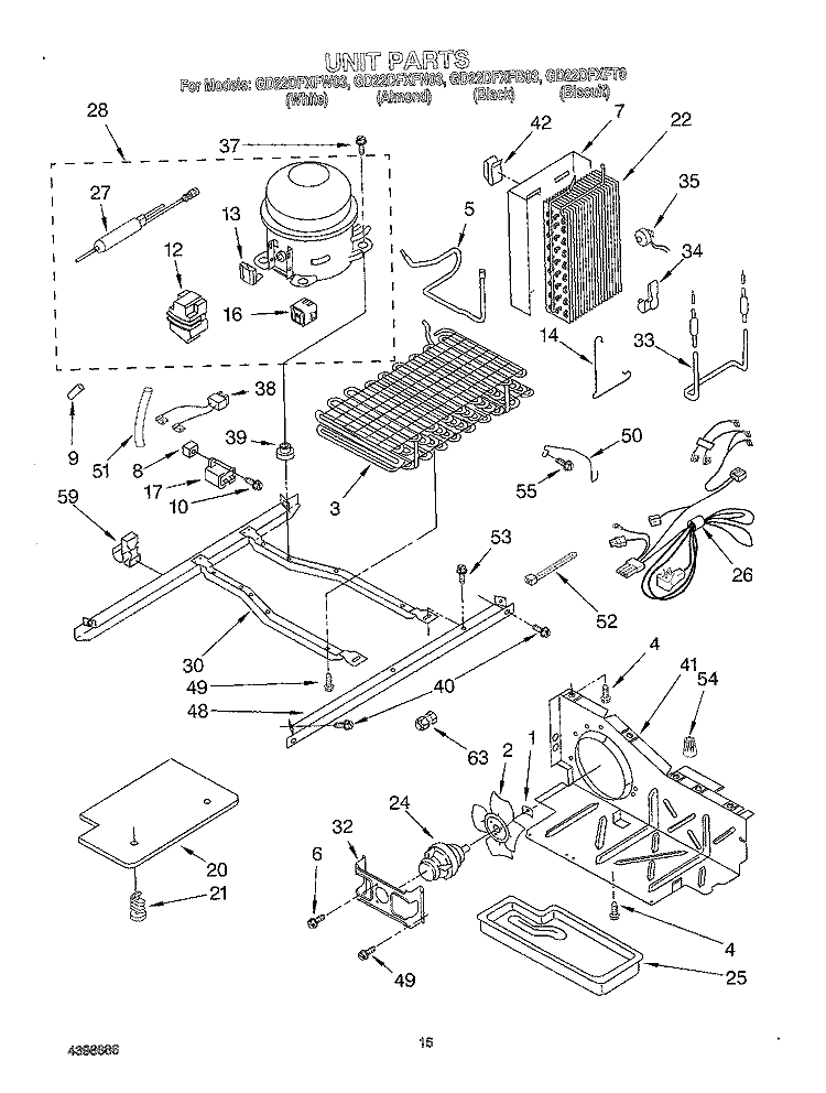 UNIT Diagram and Parts List for GD22DFXFB03  Whirlpool Refrigerator