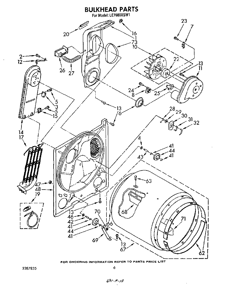 SECTION Diagram and Parts List for LE7680XSW1  Whirlpool Dryer