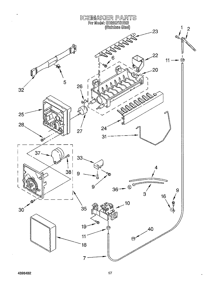 ICE MAKER Diagram and Parts List for GD22SFXHS02  Whirlpool Refrigerator