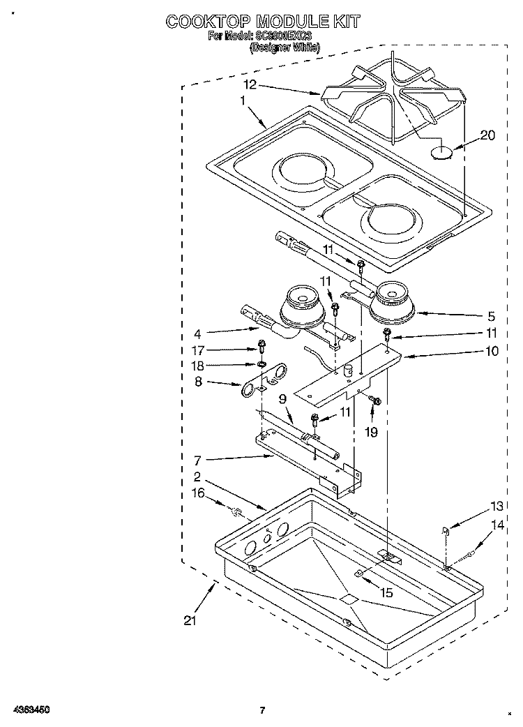 COOKTOP MODULE KIT Diagram and Parts List for SC8900EXQ3  Whirlpool Cooktop