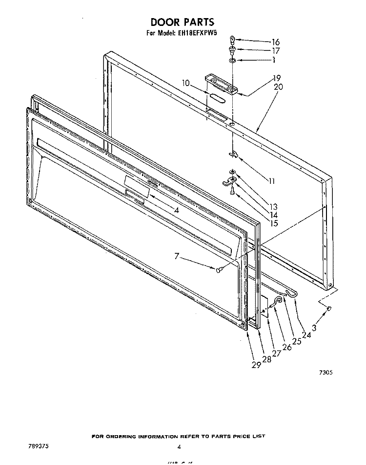SECTION Diagram and Parts List for EH18EFXPW5  Whirlpool Freezer