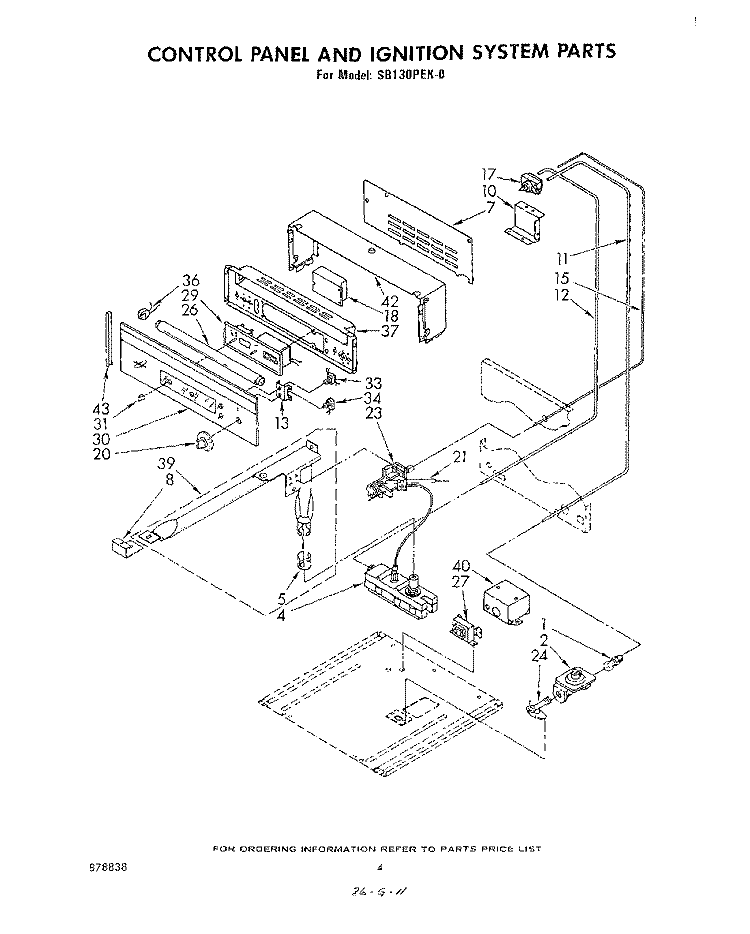 SECTION Diagram and Parts List for SB130PEK0  Whirlpool Wall Oven