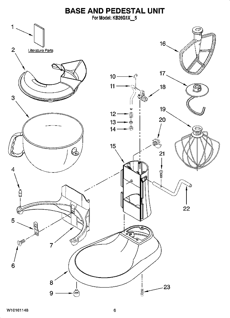 BASE AND PEDESTAL UNIT, OPTIONAL PARTS Diagram and Parts List for KB26G1XER5  KitchenAid Mixer