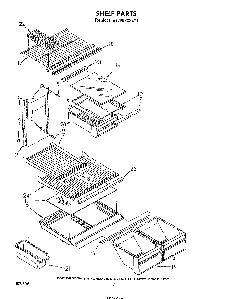SHELF Diagram and Parts List for ET20NKXSW10  Whirlpool Refrigerator