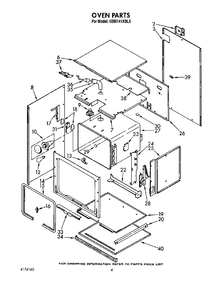 OVEN, OPTIONAL Diagram and Parts List for KEBI141XBL0  KitchenAid Wall Oven
