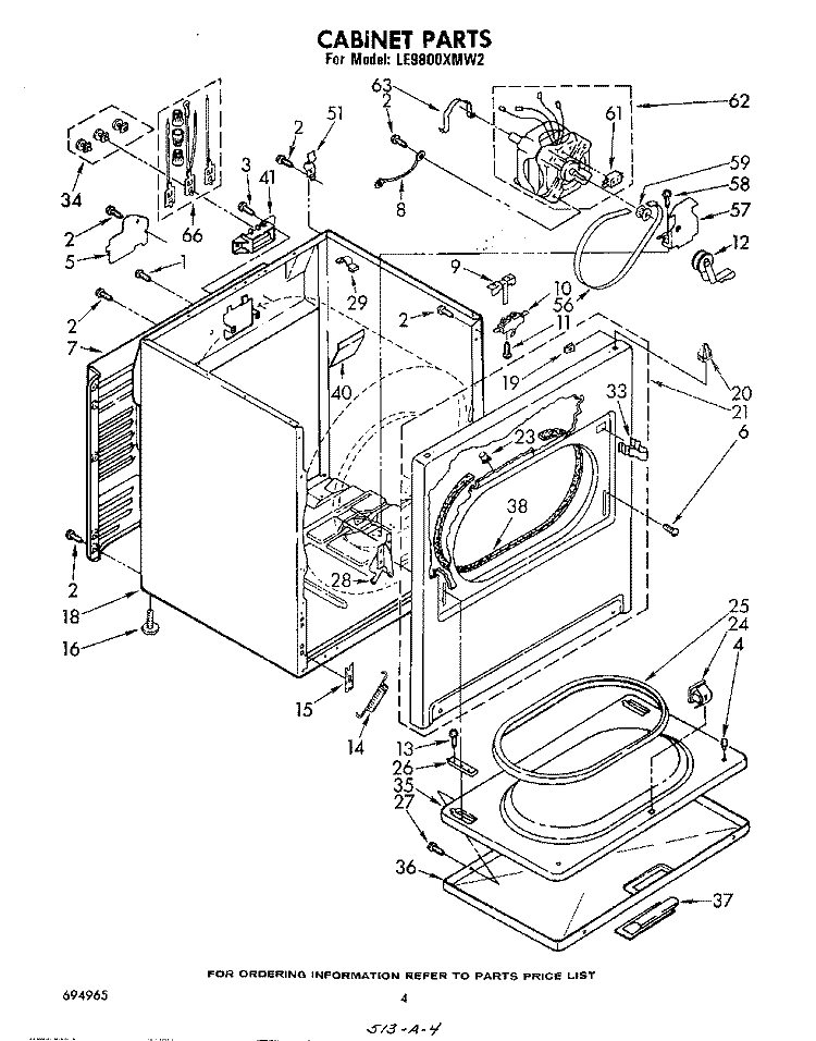 SECTION Diagram and Parts List for LE9800XMW2  Whirlpool Dryer